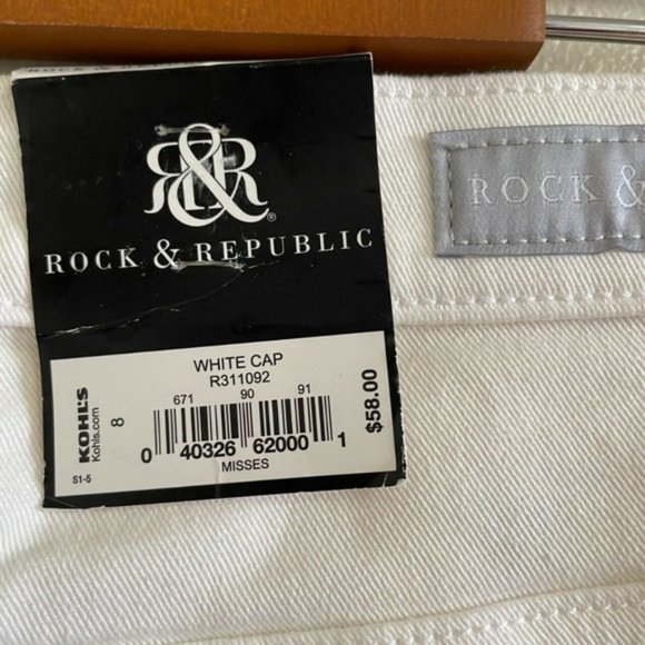 Rock & Republic NWT Women's White Jeans shorts fryed hem 5-Pockets Size 8 - Picture 5 of 11